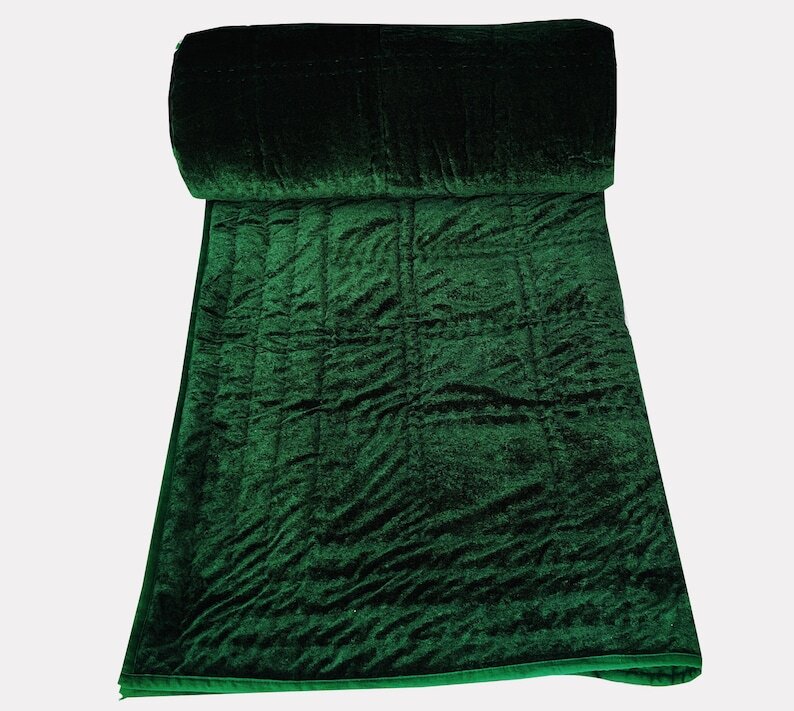 Emerald Green velvet comforter Green Luxury Quilt Emerald Green Queen Quilt.