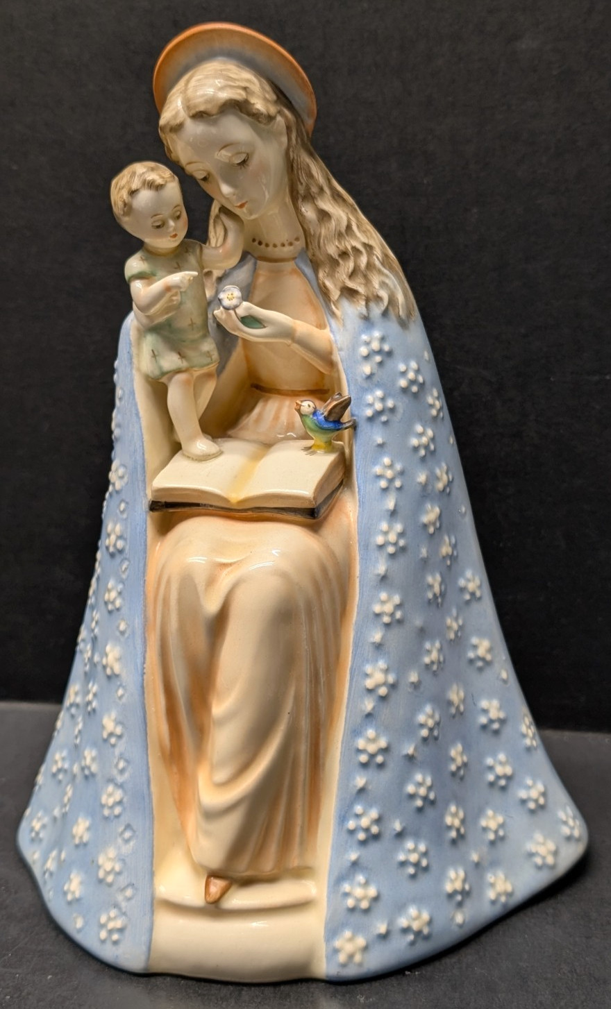 Goebel Germany Vintage MJ Hummel Figurine Flower Madonna with Child & Bird 9.5