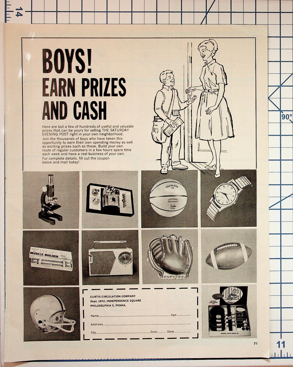 Vintage 1950s Saturday Evening Post Paperboy Ad Boys Earn Prizes Cash Ephemera