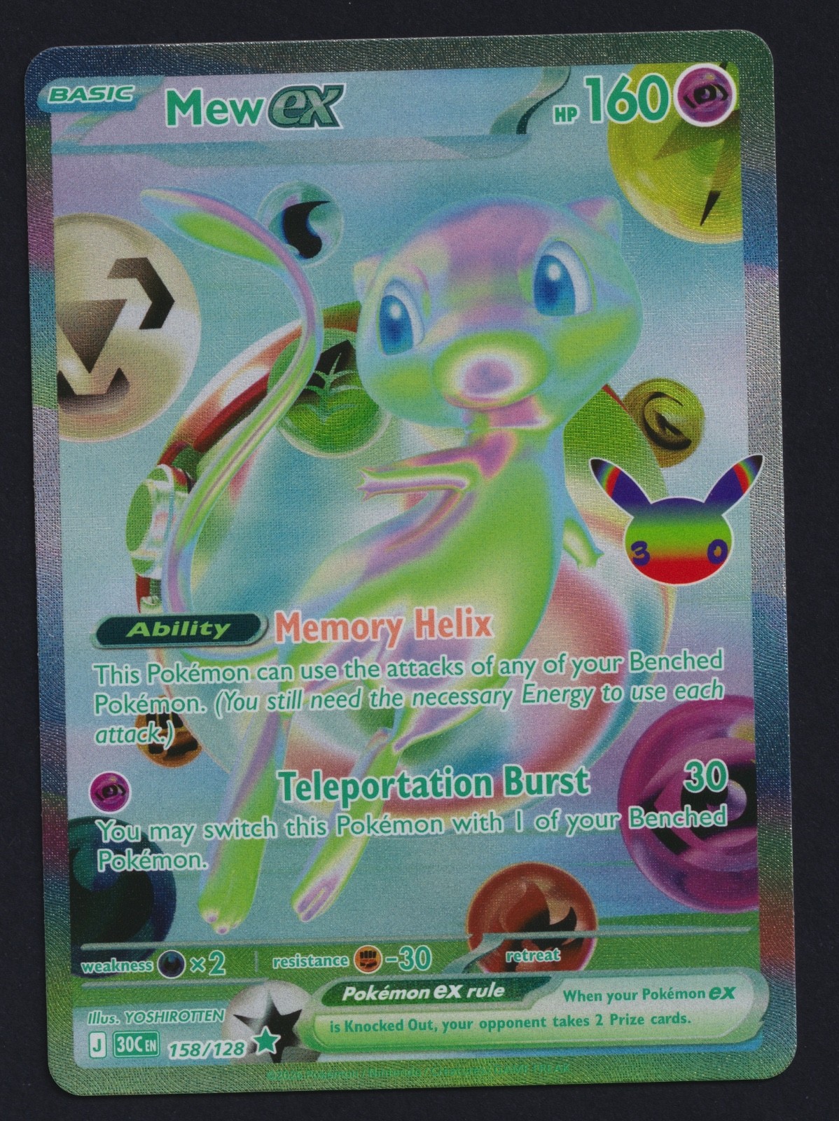 Pokémon TCG Mew ex 158/128 30th Celebrations Anniversary Futuristic Rare