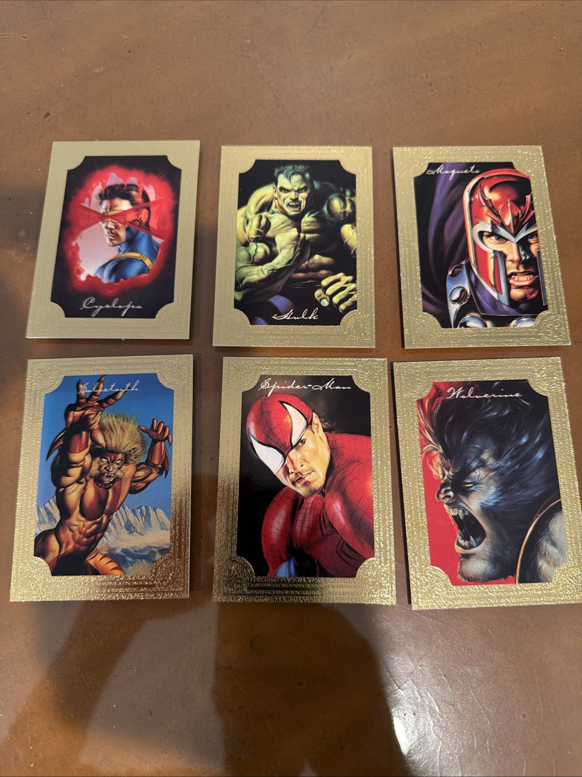 1996 Marvel Masterpieces Complete Gold Gallery Chase Card Set 1 - 6