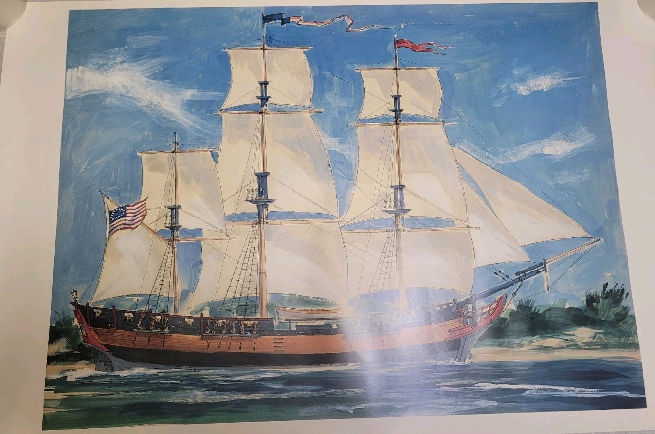 Disney Auctions Disneyland Hotel Columbia Ship Lithograph 26x40 COA 2002 Rare