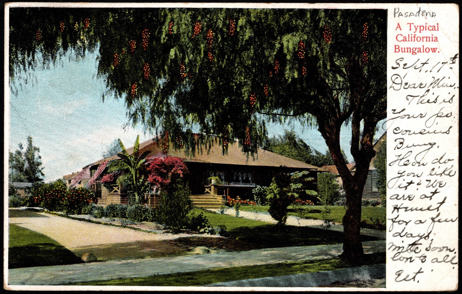Postcard   A Typical Bungalow Found in California  Antique 1906