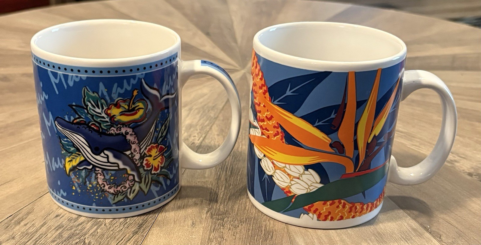 Hilo Hattie Hawaii Vintage Coffee Mug Lot Of 2 Whale Tropical Floral Ceramic