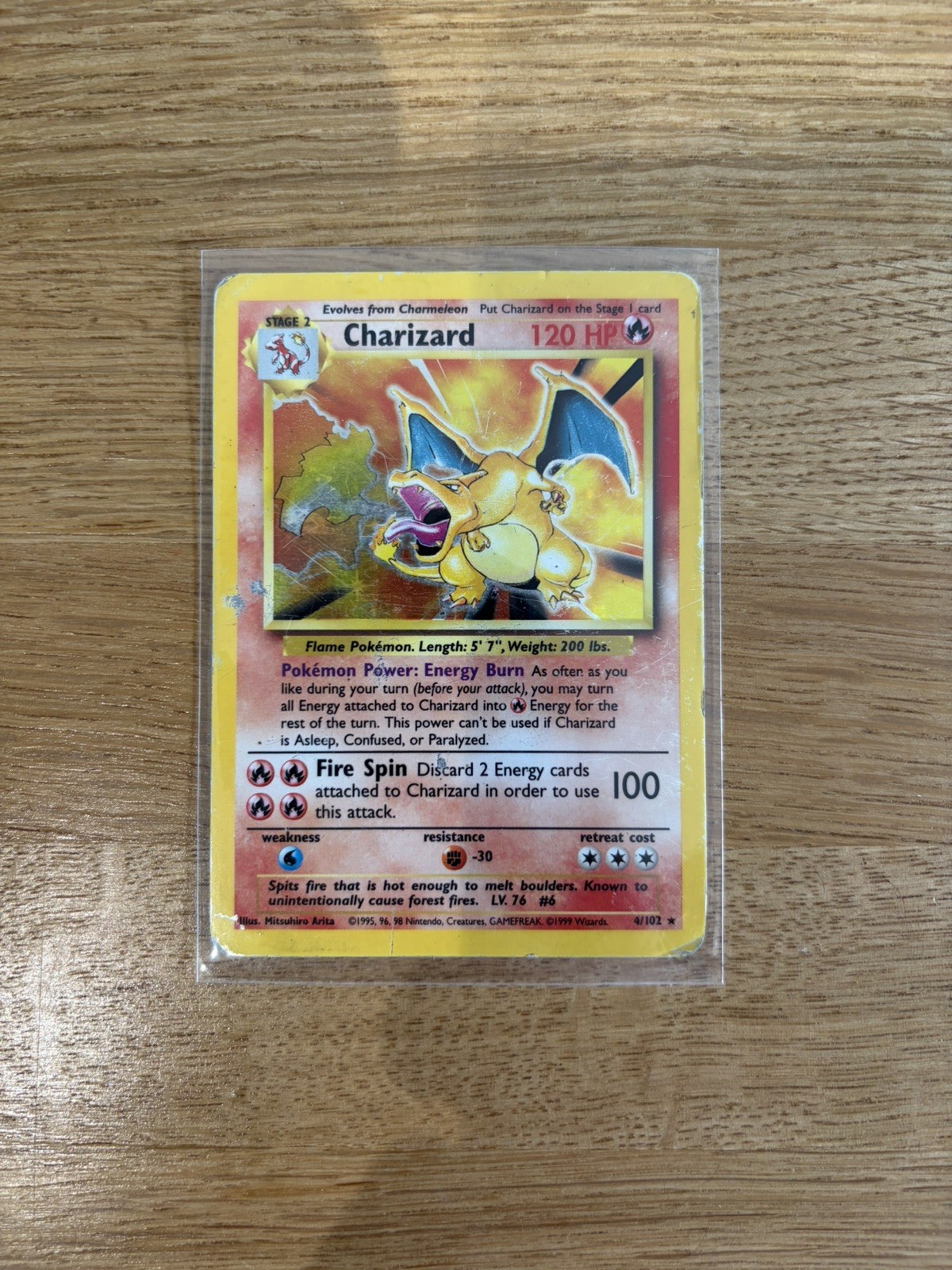 Pokémon TCG Card Charizard Base Set 4/102 Holo Rare WOTC MP Condition