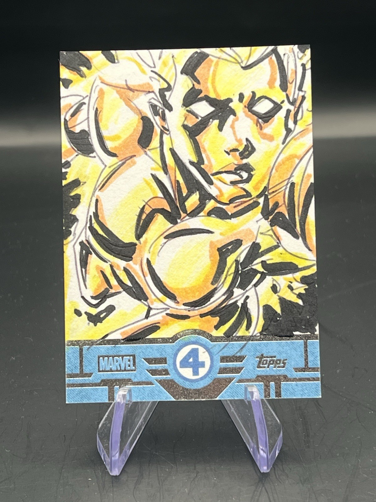 2026 Topps Finest Fantastic Four Sketch Card Of Human Torch by Bete Rodrigues