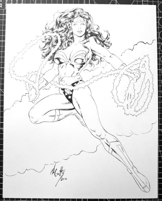 Signed Original Ed Coutts Inked Wonder Woman Commission 10X14
