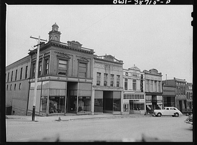 Photo:Downtown Main Street Storefronts 1930s 1940s Vintage Cars