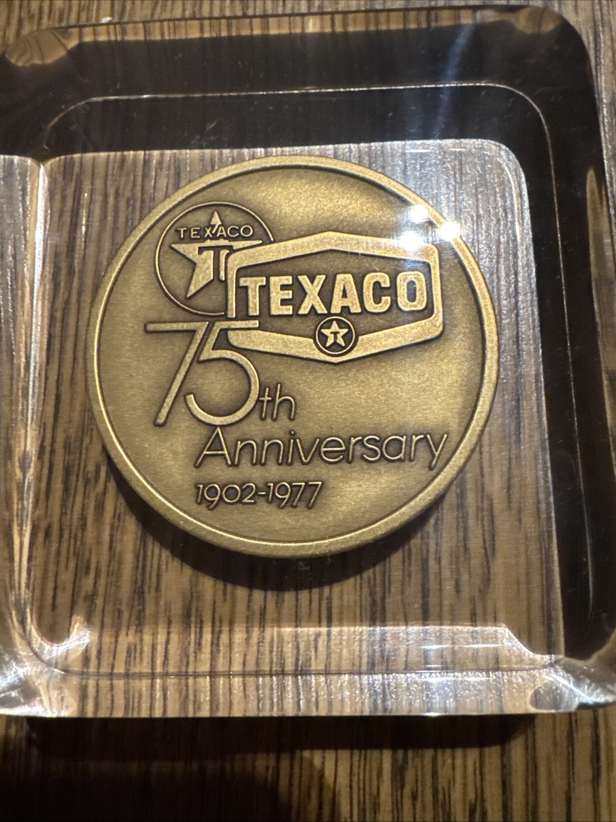Vintage TEXACO 75TH ANNIVERSARY 1902-1977  paperweight