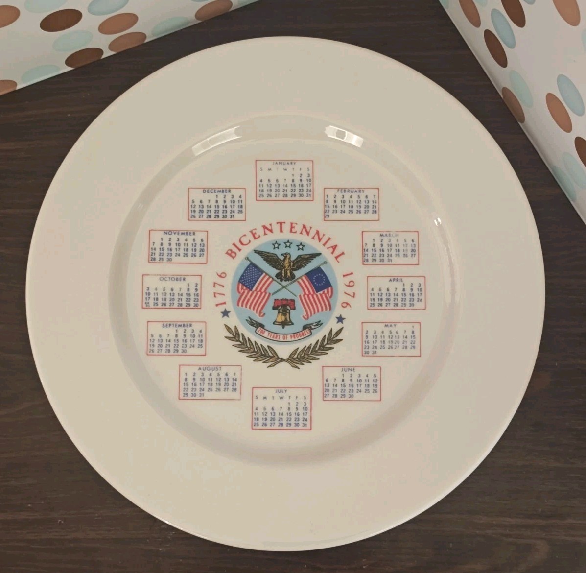 Vintage 1776-1976 Bicentennial Commemorative Plate, Colonial, Semiquincentennial Vintage 1776-1976 Bicentennial Commemorative Plate, Colonial, Semiquincentennial