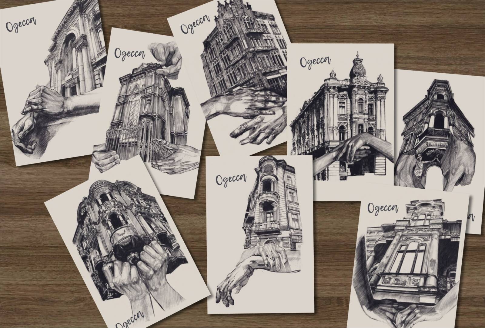 Ukraine . Unusual architecture of Odessa Set of 8 postcards