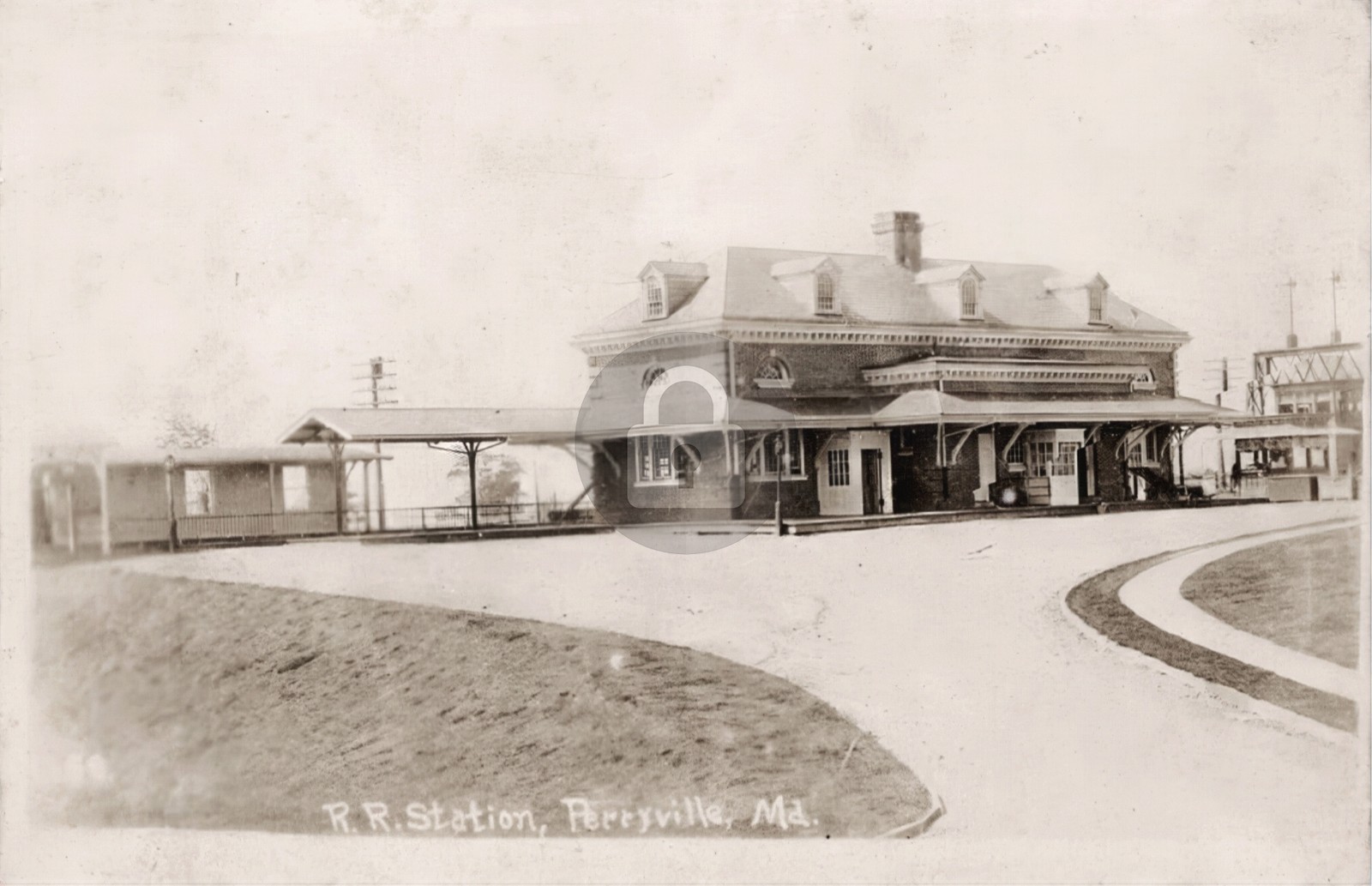 Perryville MD Railroad Station Train Depot Cecil Co RPPC Photo Postcard COPY