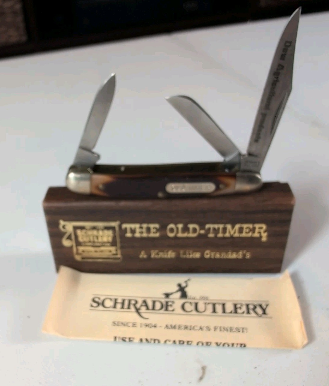 Vintage Schrade 108OT Old Timer Dow Agricultural Products Knife USA Box Papers