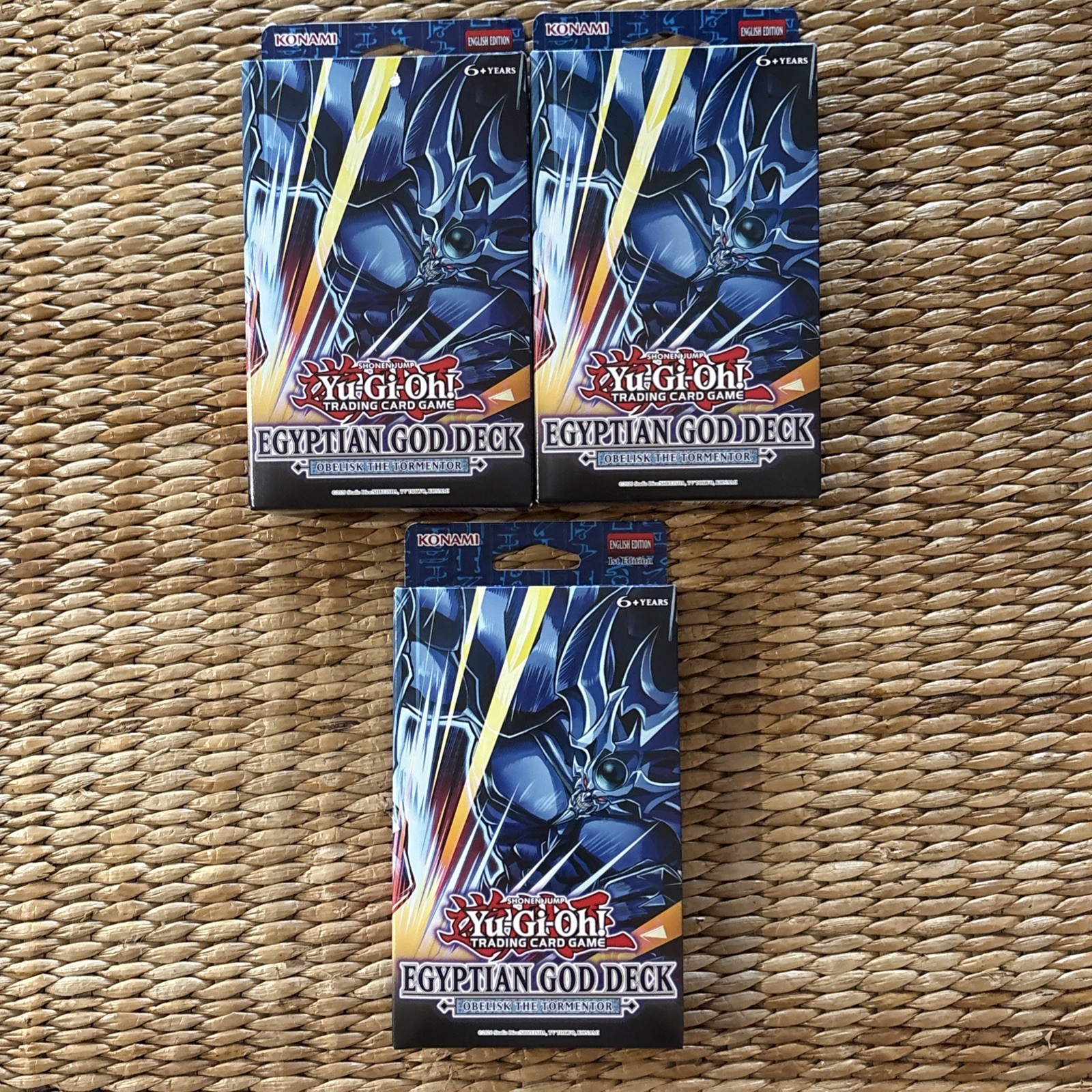 3x Yu-Gi-Oh TCG: Egyptian God Deck: Obelisk the Tormentor First Edition Bundle
