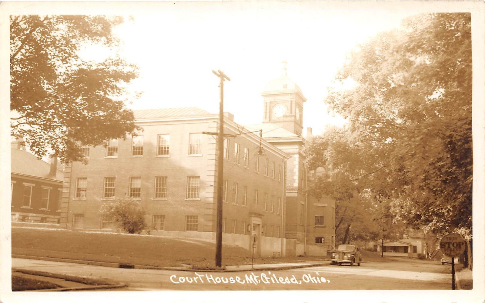 E29/ Mt Gilead Ohio Real Photo RPPC Postcard c1940s Morrow County Court House 2