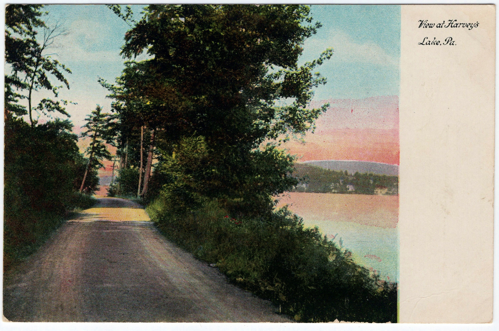 1901-1907 View at Harvey\'s Lake PA RARE Postcard UDB Path Road Luzerne Co Jordan
