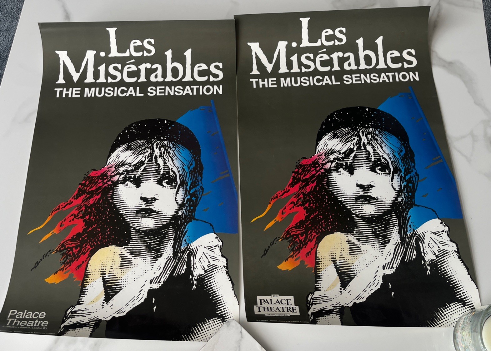 2 Les Miserable original theatre posters, 1 London 1 Manchester. Collectors item