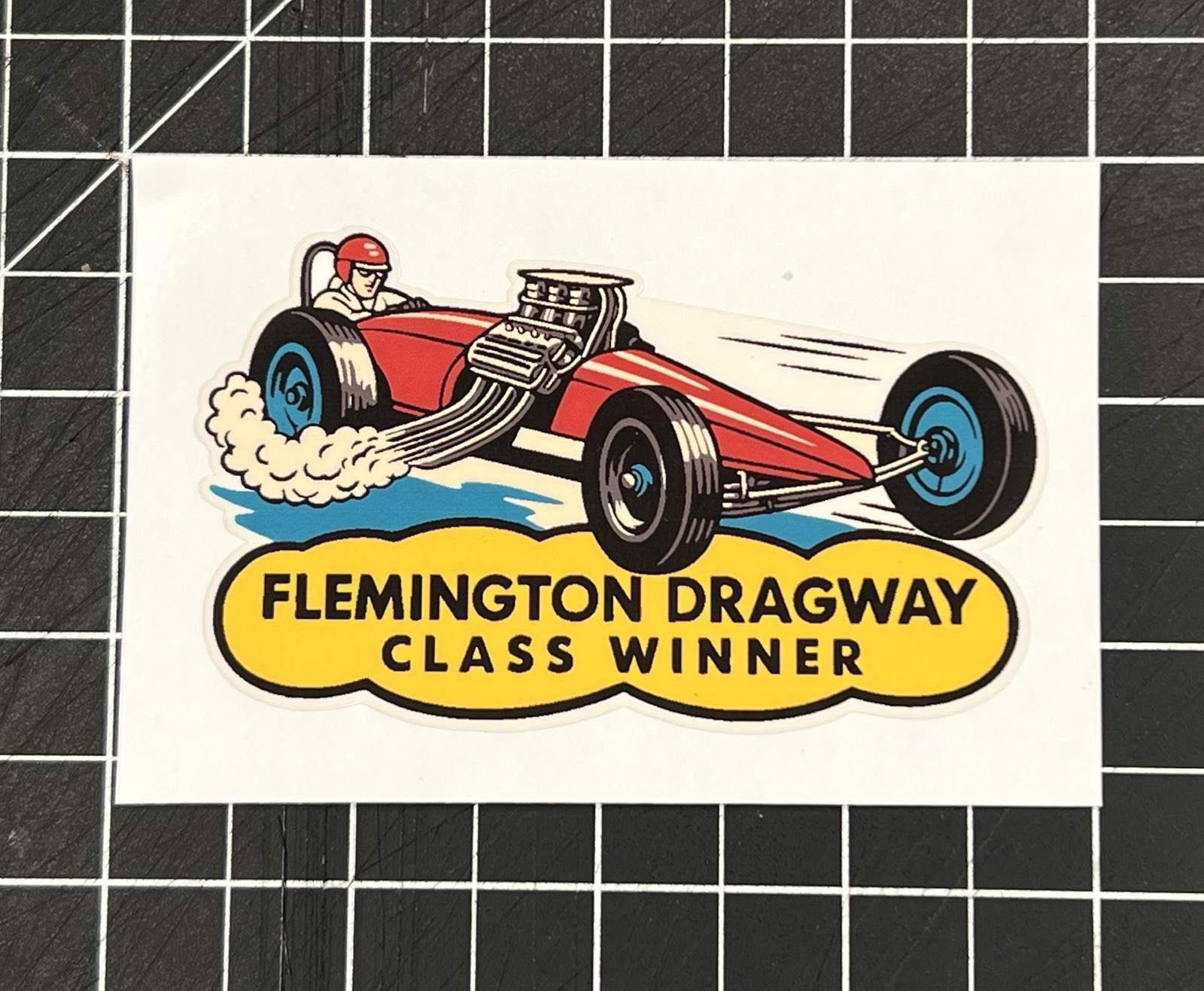 NEW Vintage Flemington Dragway Water Decal Sticker  NHRA  NASCAR  HOTROD NJ