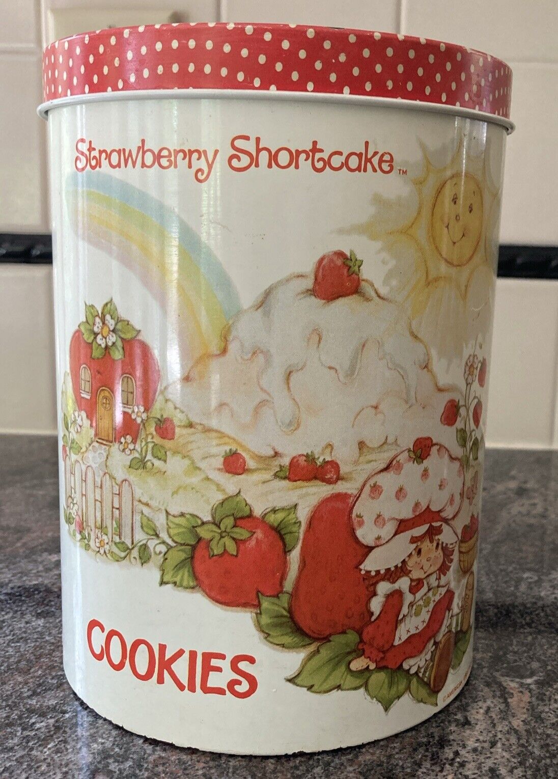 Vintage 1980s Strawberry Shortcake Cheinco Housewares Cookies Metal Cookie Tin