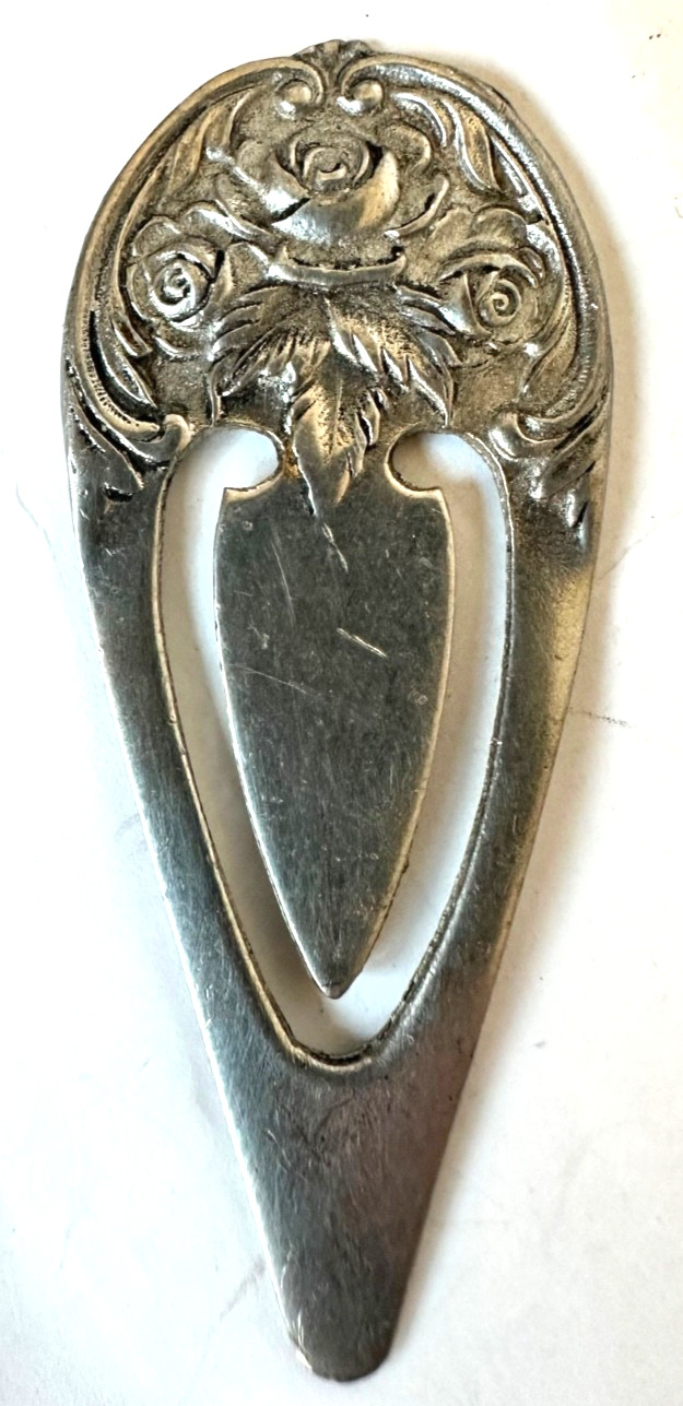 BEAUTIFUL VINTAGE ELIAS STERLING SILVER FINE PEWTER ROSE FLOWER BOOKMARK