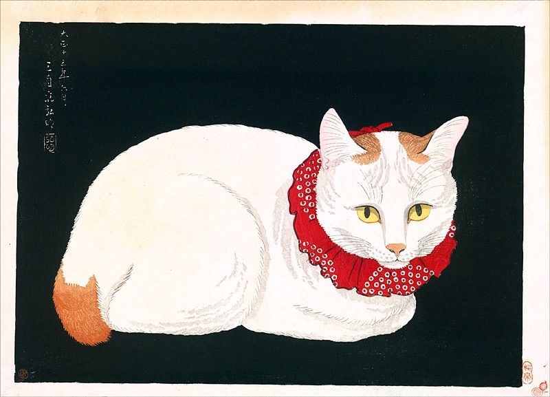Takahashi Shotei Hiroaki Takahashi White Cat Approx. 37 x 26.6 cm Small size