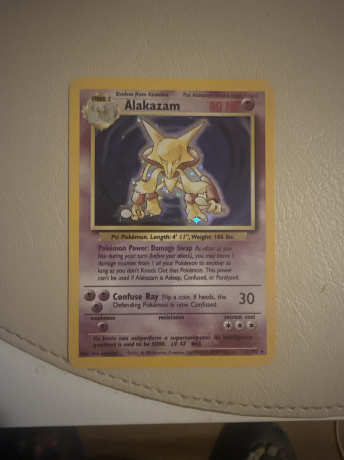 Pokémon Alakazam Base Set (Unlimited) Holofoil Card 1/102 UNGRADED