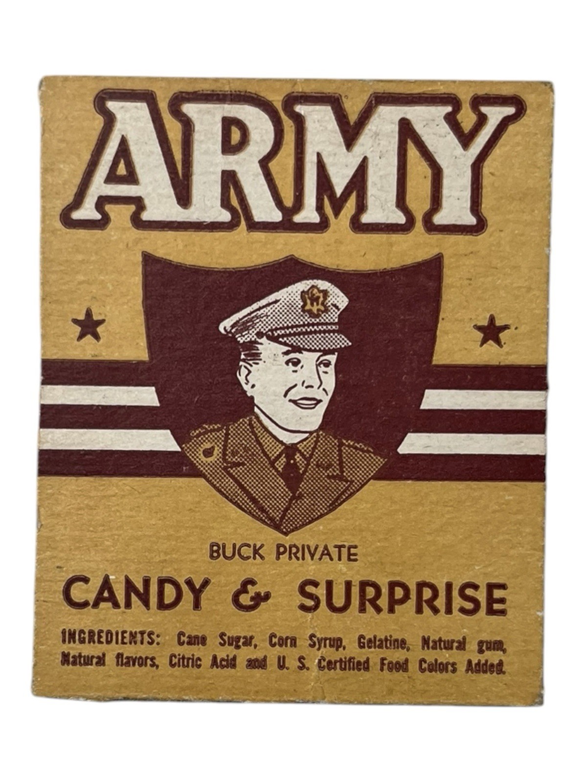 1940's ARMY Candy and Surprise Box Card Buck Private Leader Novelty Candy Co.