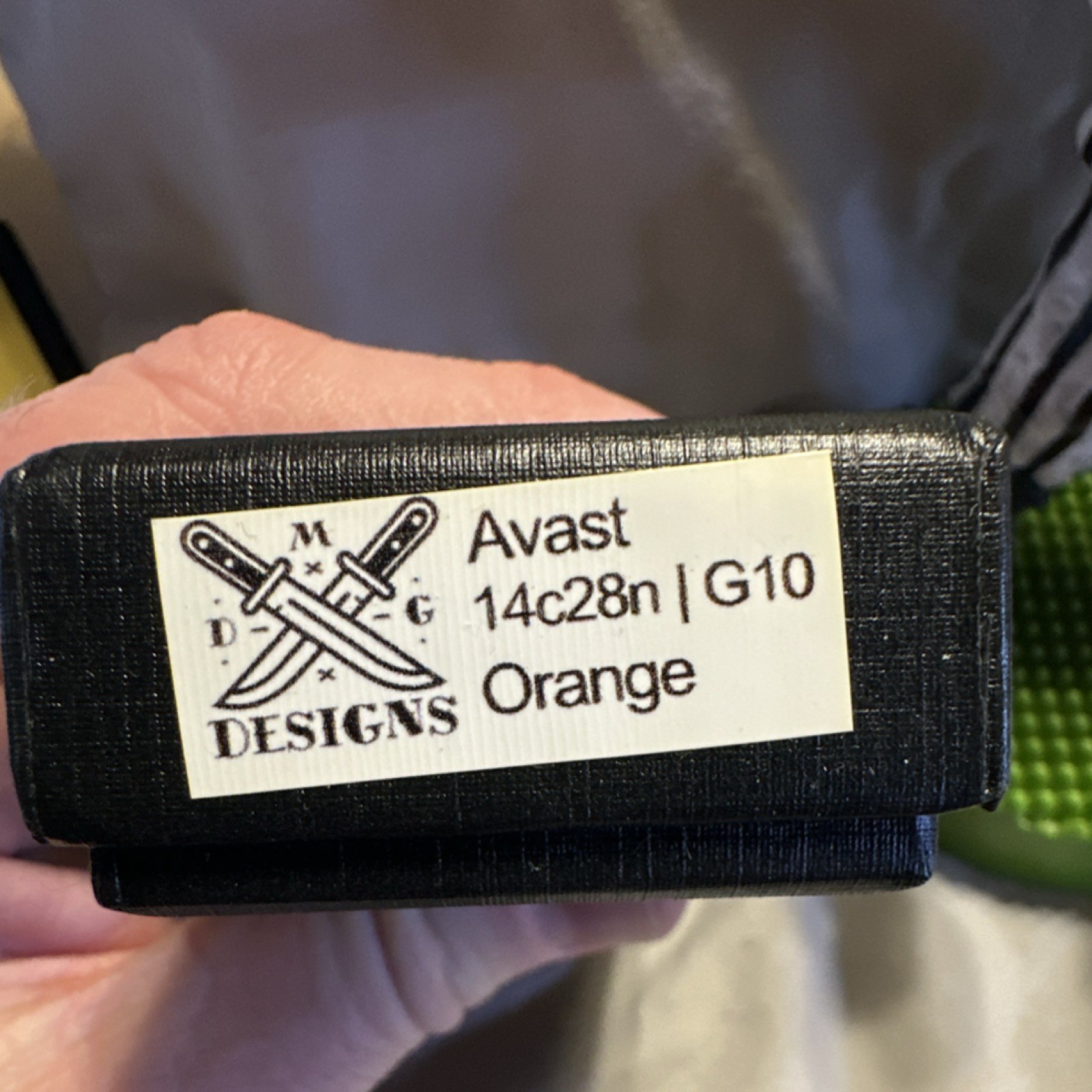 DMG Designs Avast 14C28N Steel Pocketknife – G10 Orange Handle, 1 of 50