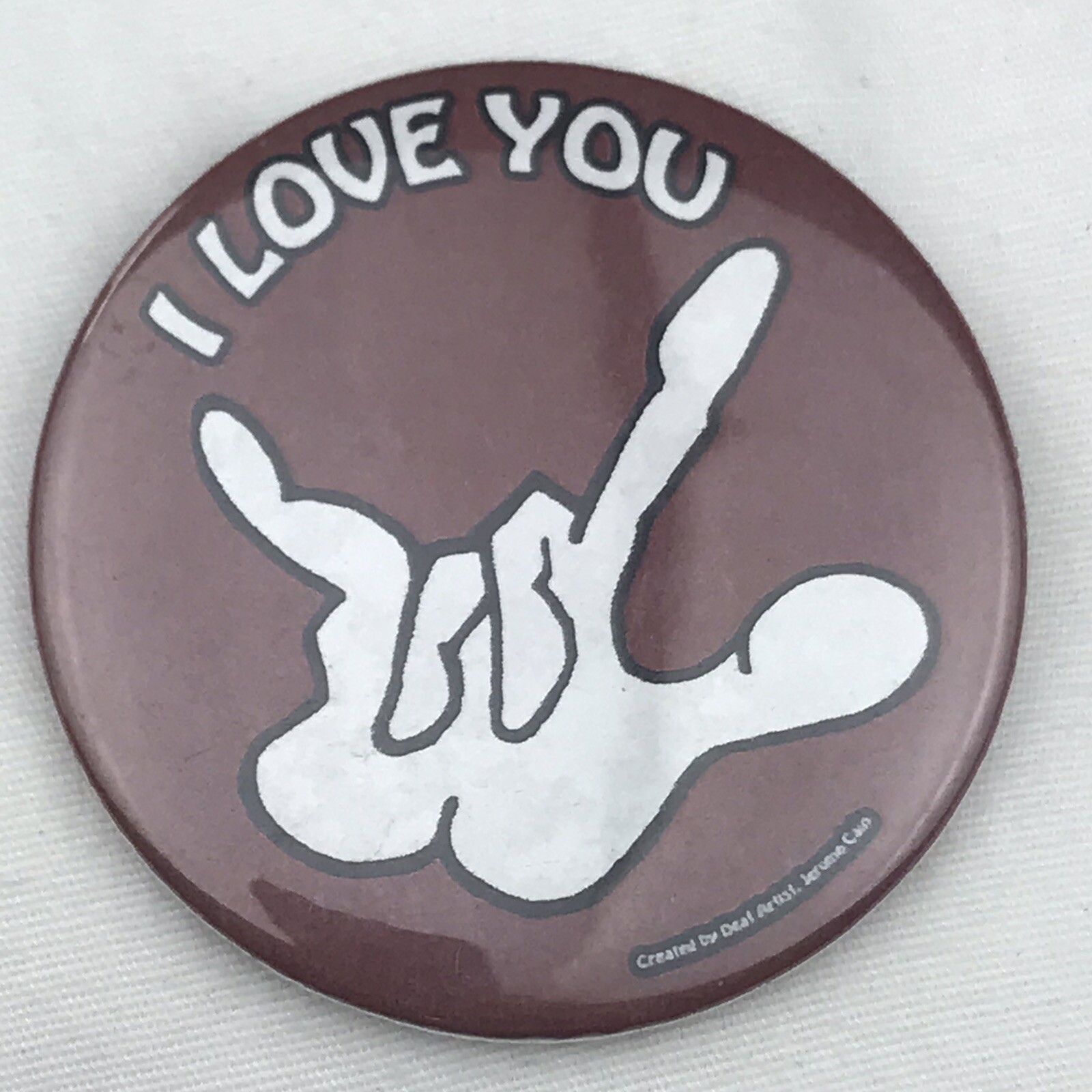 I Love You Pin Button Pinback Hand Sign