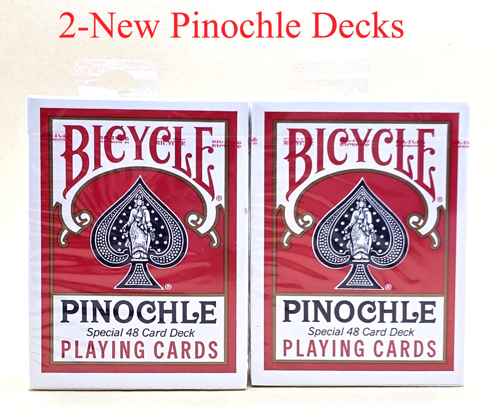 2 - Pinochle Bicycle Rider Back  Decks of Playing Cards - Both Red Back