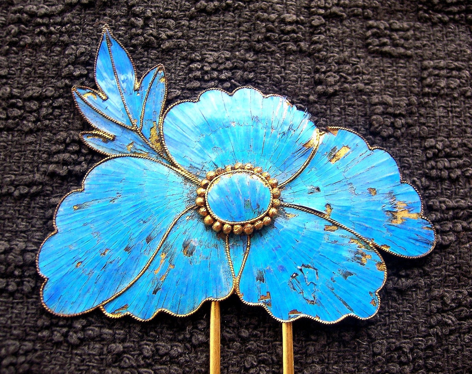Chinese kingfisher feather hair pin tfloral design NO US IMPORT FEES