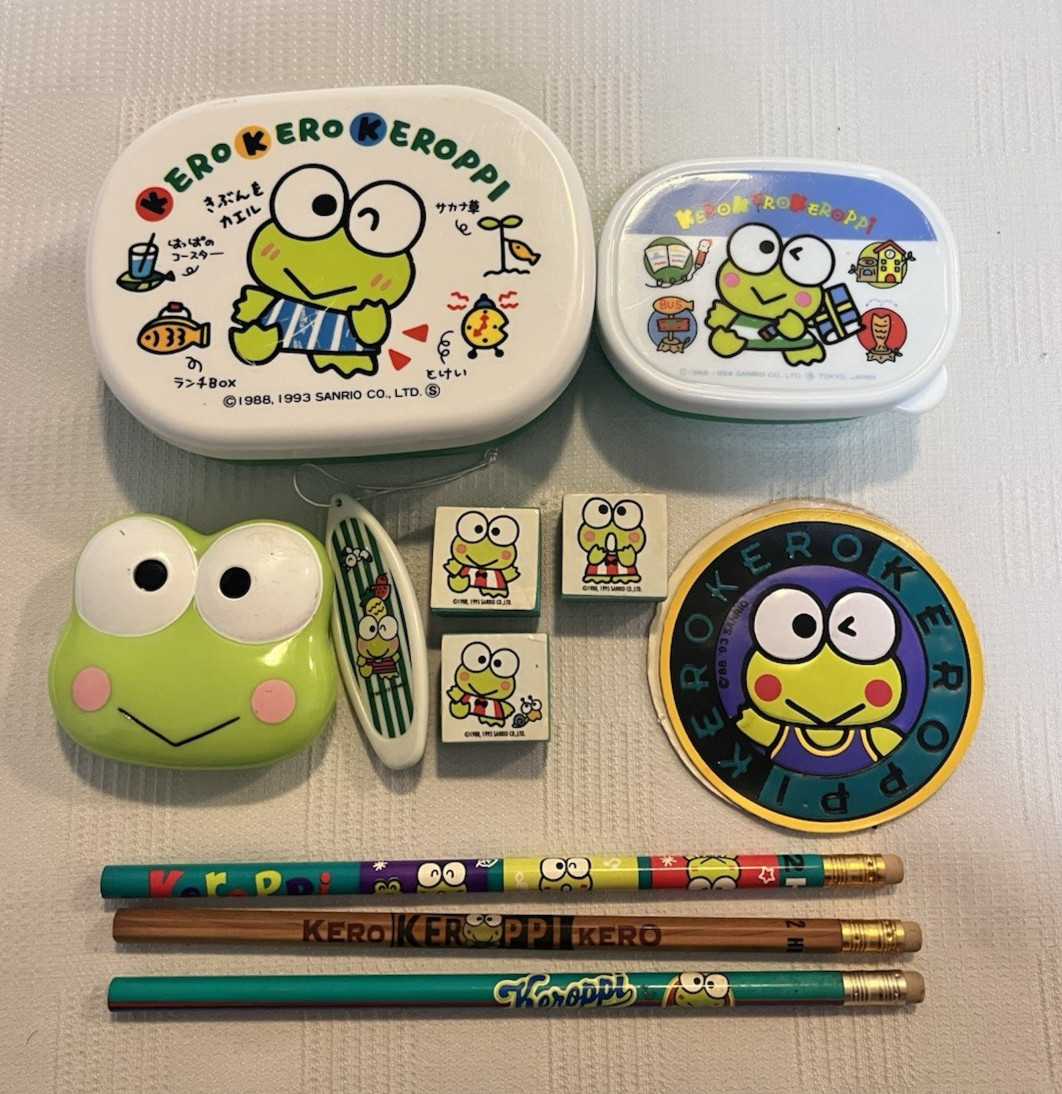 Vintage Sanrio Kerokerokeroppi Keroppi Pencils Mini Container Sticker & More 90s Vintage Sanrio Kerokerokeroppi Keroppi Pencils Mini Container Sticker & More 90s