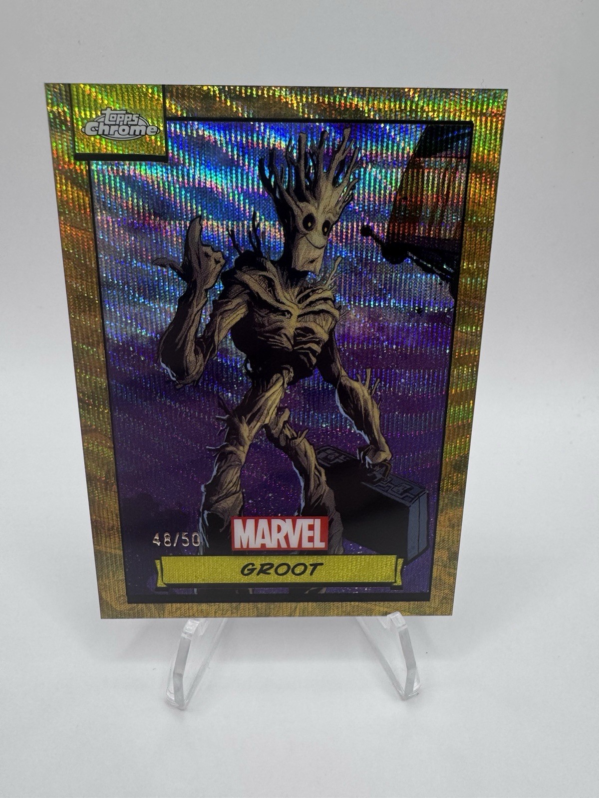 2024 Topps Chrome Marvel #70 GROOT - Gold Wave Refractor /50
