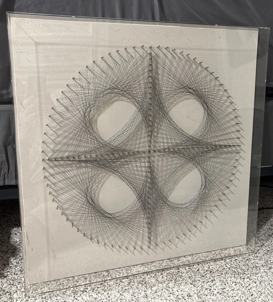 VTG Encased String Spiral Mod Geometric Mid Century Modern Sacred Geometry 24x24