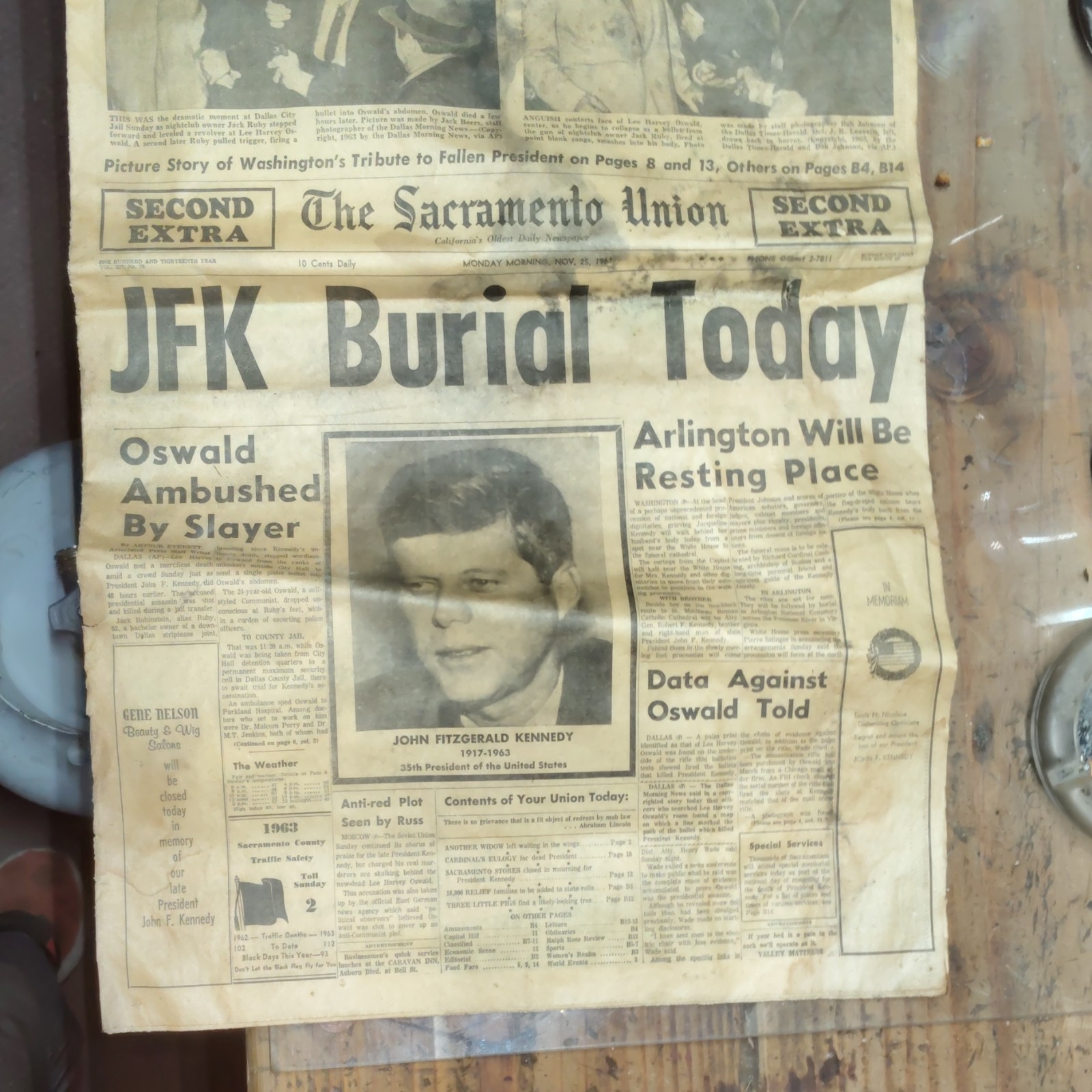 The Sacramento Union Newspaper Second Extra Nov 25, 1963 \
