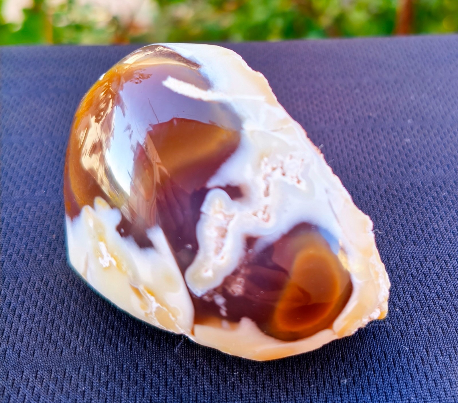 Mirror Polished Honey Chalcedony Eye in Blue Chalcedony Nodule with Milk Opal Mirror Polished Honey Chalcedony Eye in Blue Chalcedony Nodule with Milk Opal