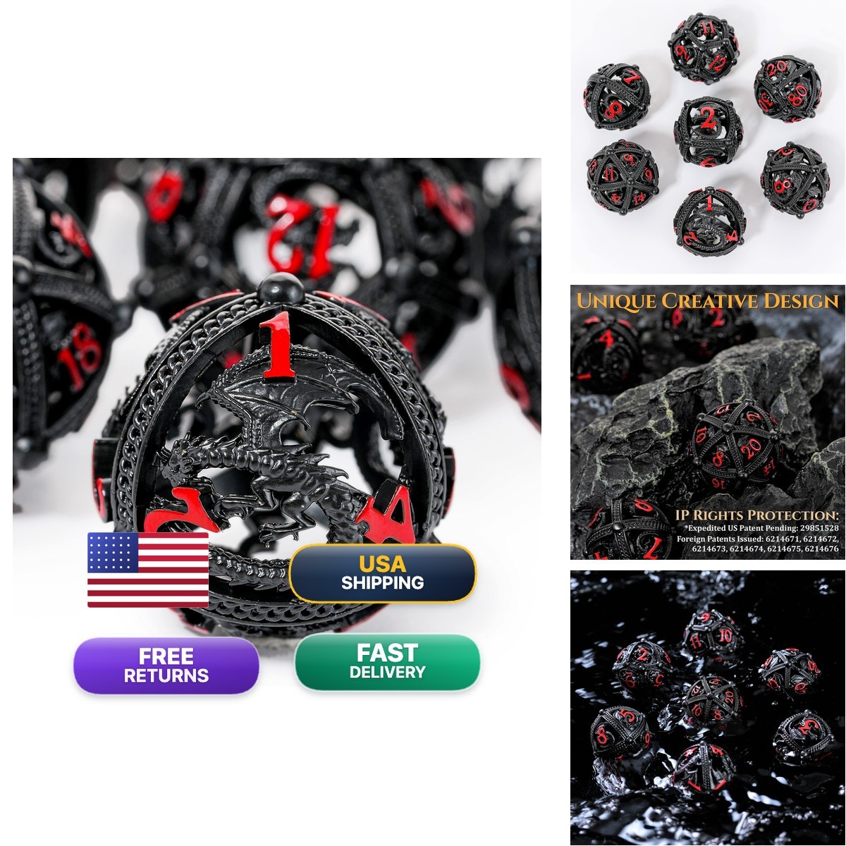 Soar Forge Metal Dice Set DND - Unique Round Hollow Orb Design Better Rolling