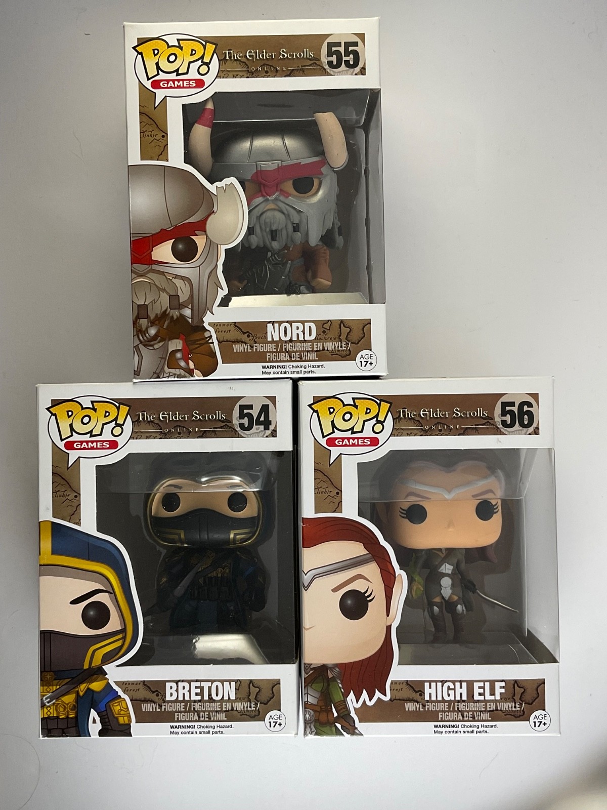 NEW Funko Pop ELDER SCROLLS ONLINE LOT - Breton #54, Nord #55 & High Elf #56