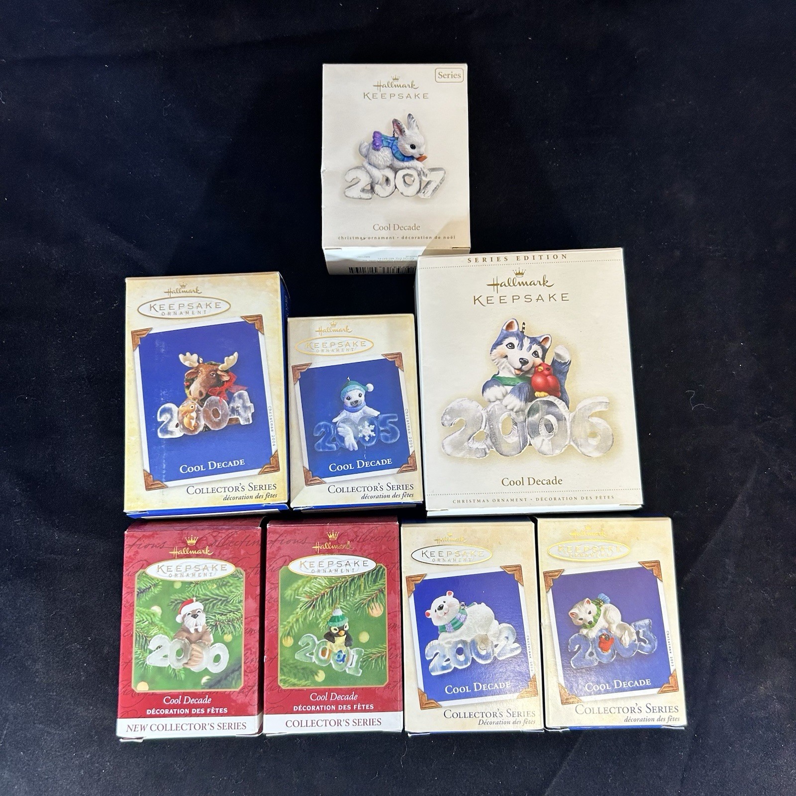 Hallmark Keepsake Ornaments Cool Decade Series Years 2000-2007 W/Boxes New