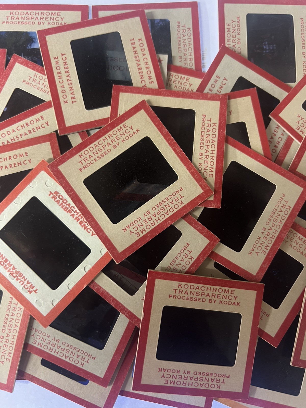 100 Vintage Red Border Photo Slides Lot - 35mm Kodachrome - 1950s Mixed Amateur
