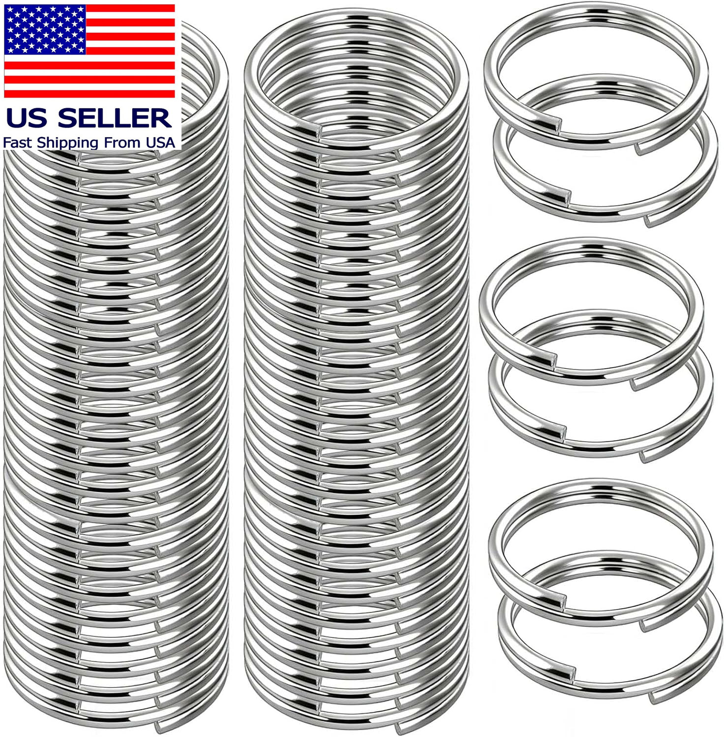 100PCS Split Rings for Keychain Key Rings and Crafts