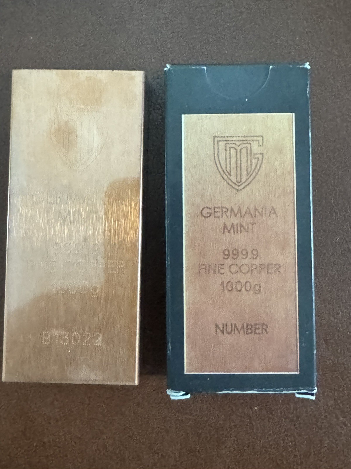 Germania Mint 1000g .999 Fine Copper Bar Copper Bullion with Box