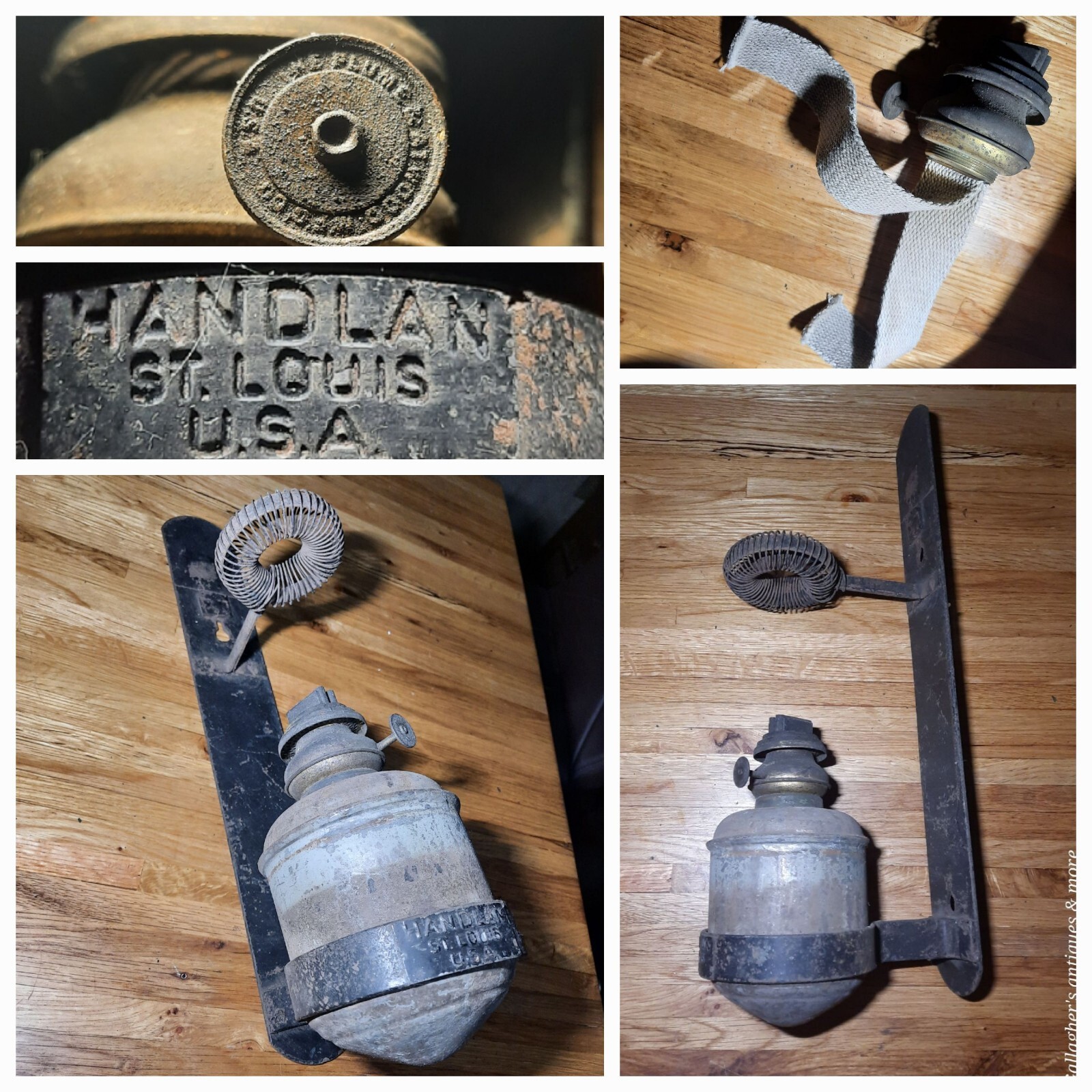 Antique Handlan St. Louis Wall Mount Caboose Railroad Lantern Lamp Plume Atwood