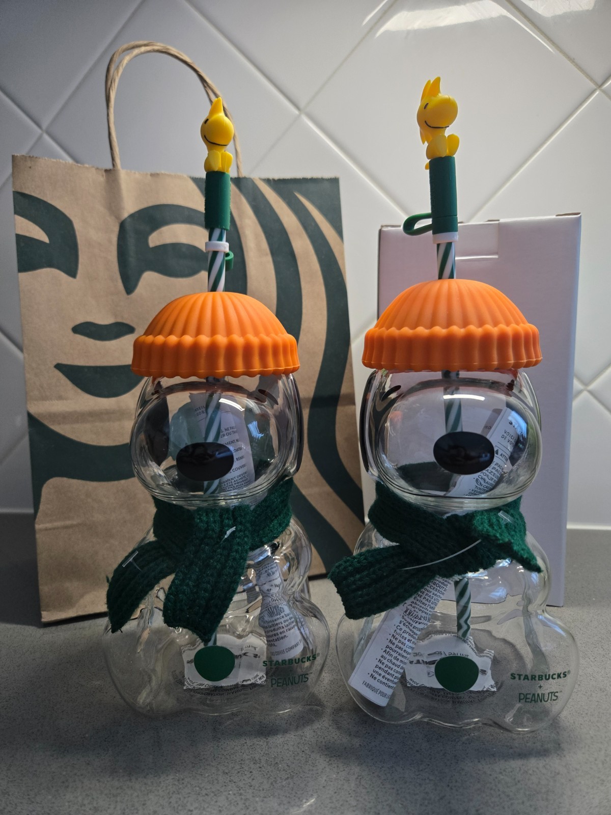 Starbucks X Peanuts Snoopy Glass Cup Limited 2026 WITHOUT BOX Set of 2