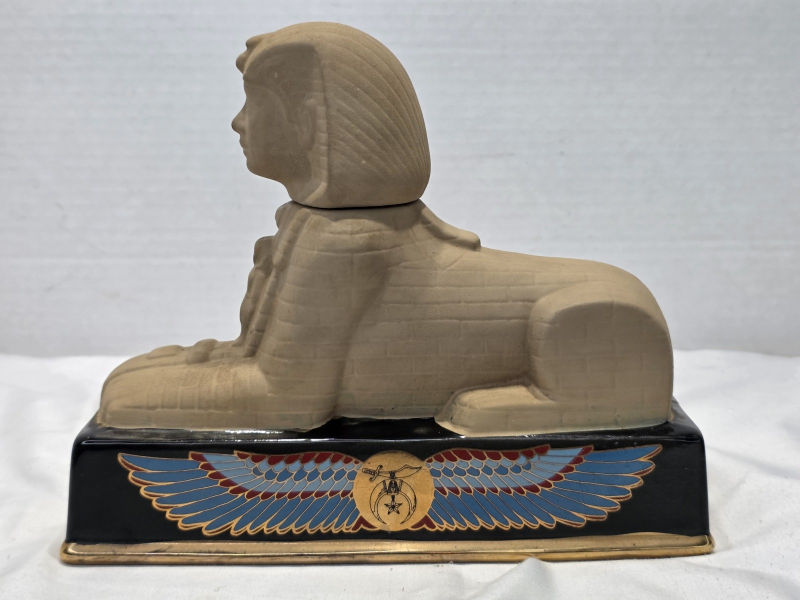 Vintage Ezra Brooks Sphinx Porcelain Whiskey Liquor Decanter 1980 Egypt Theme