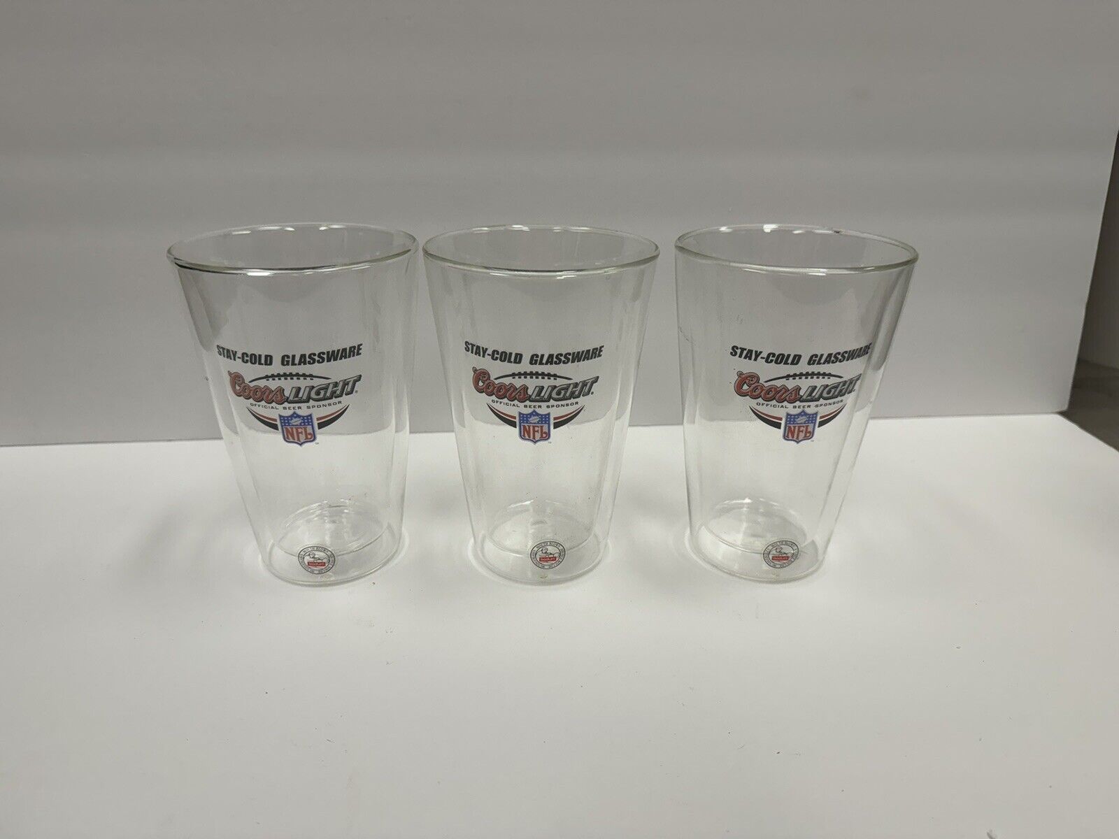 3 Coors Light Official Beer Sponsor NFL Stay-Cold Glassware by Bodum Memorabilia