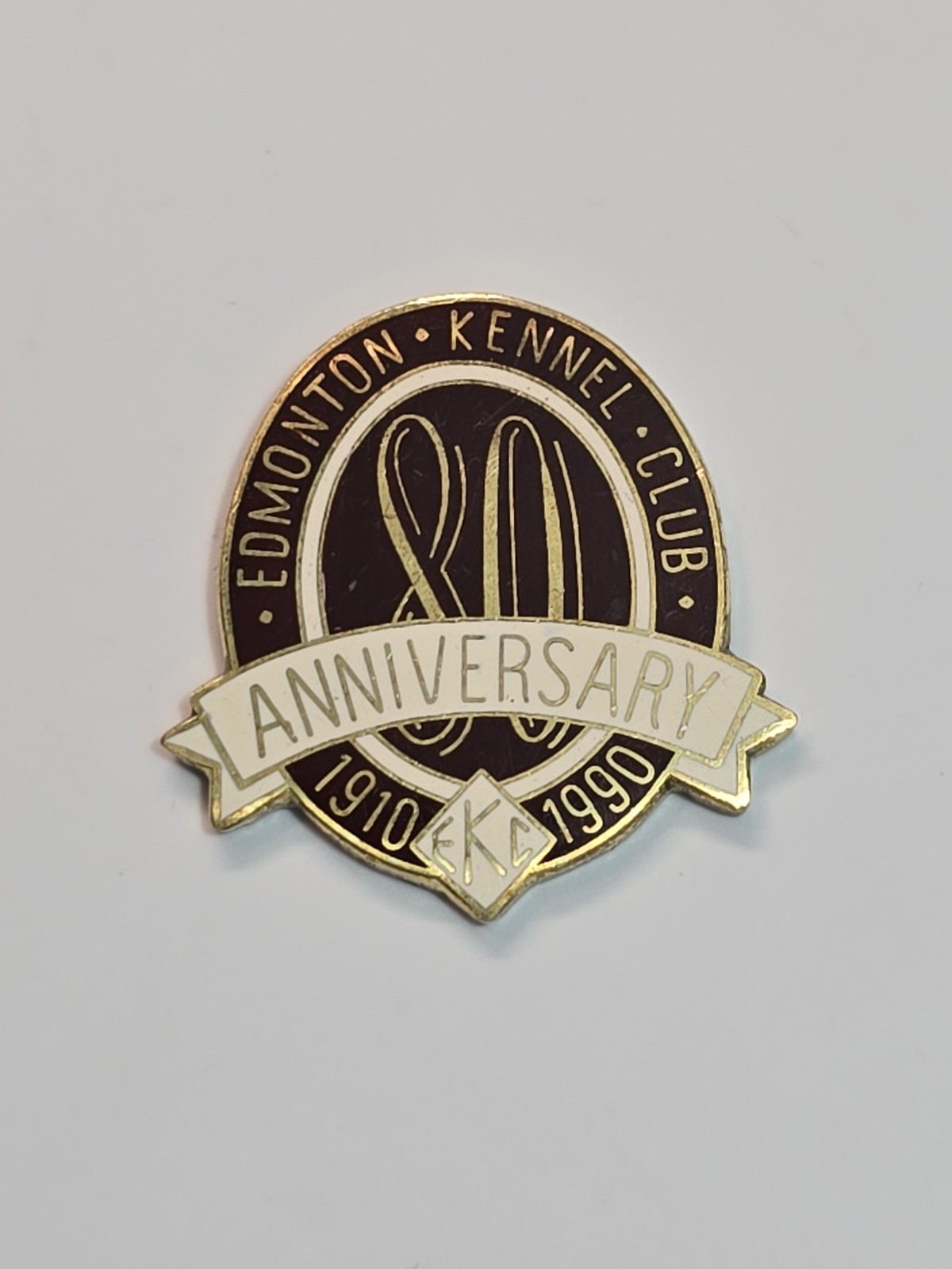 Edmonton Kennel Club 80th Anniversary Lapel Pin 1910-1990 Alberta Canada
