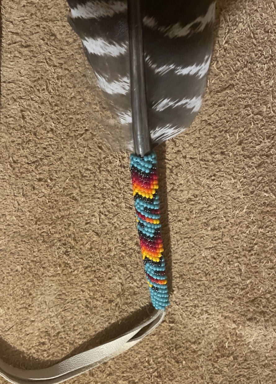 Neat New Native American Lakota Sioux Beaded Turkey Feather