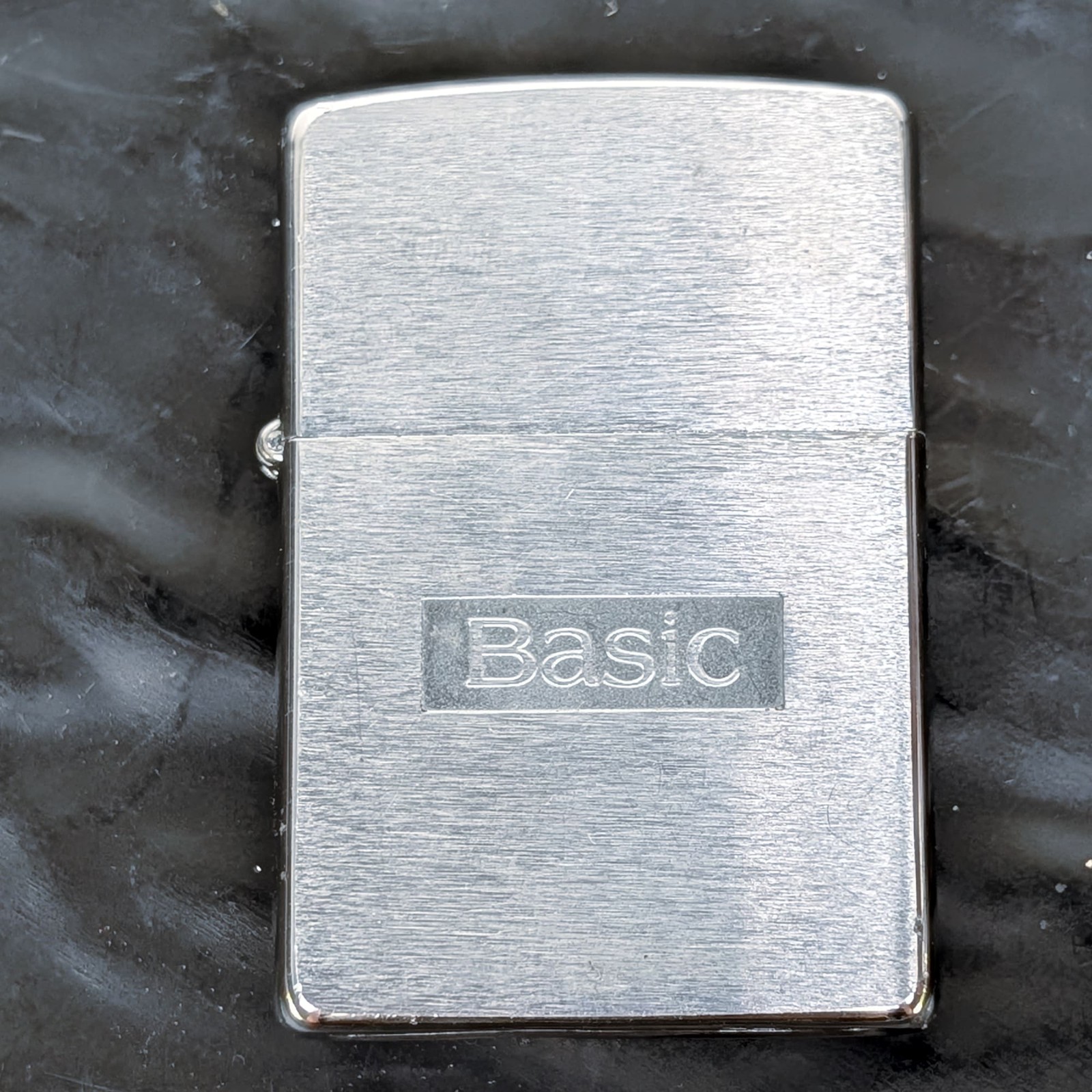 Zippo Lighter Vintage 1994 Basic Cigarette Promo Brushed Chrome+Box+USA 🔥