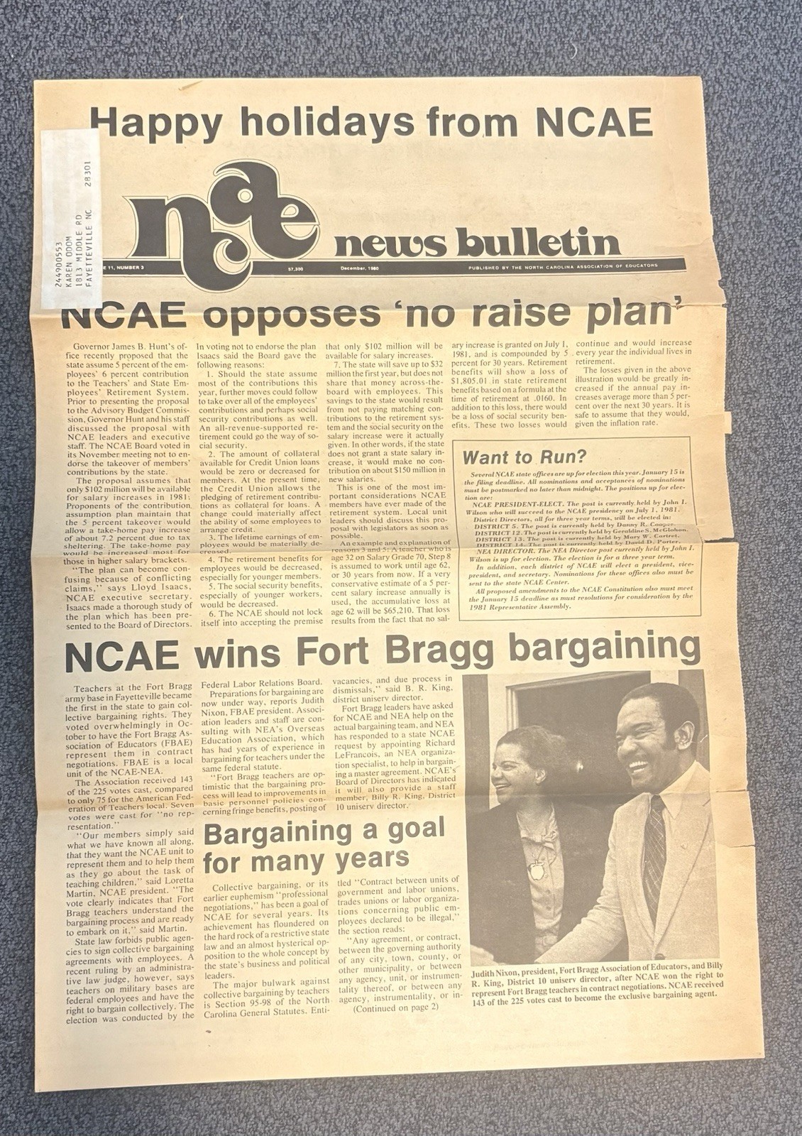1980s NCAE Holiday News Bulletin December Edition